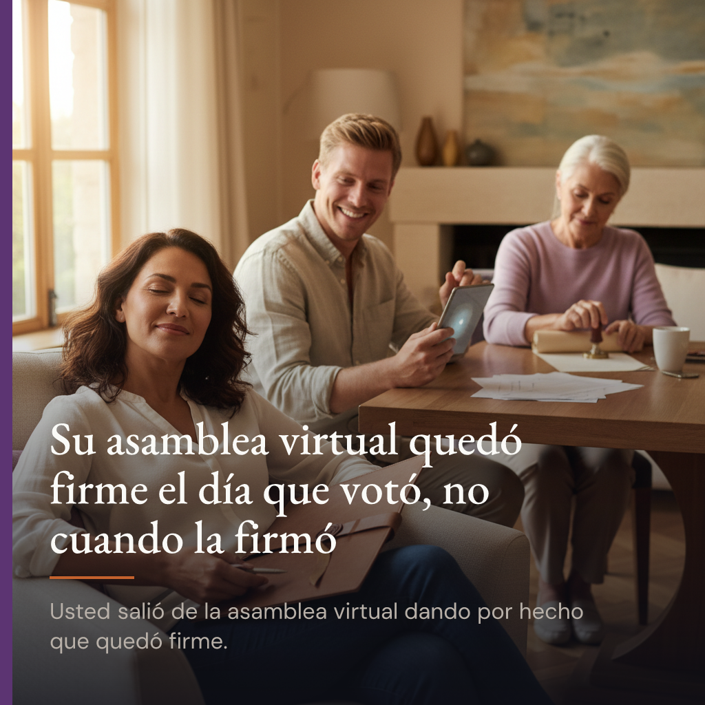 Su asamblea virtual quedó firme el día que votó, no cuando la firmó